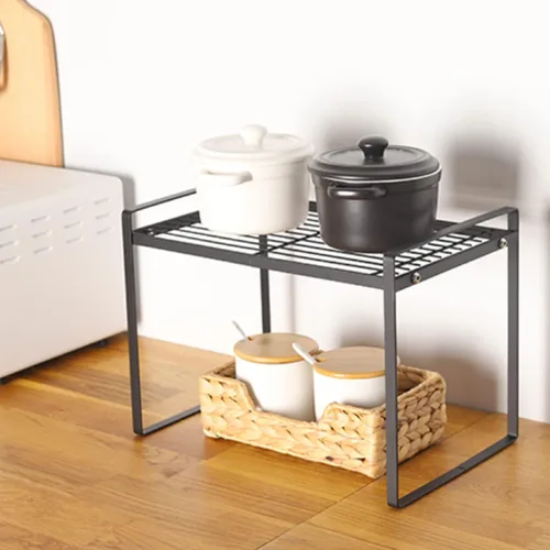 Miniatura 6 de Estante para gabinete, estante de encimera de cocina de 13 pulgadas, estante de especias apilable de alambre de metal, organizador de encimera que