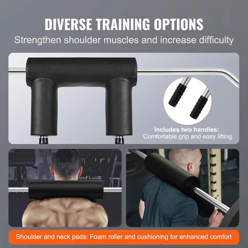 Miniatura 5 de VEVOR Safety Squat Bar, 700 & 1500 LBS, Plus 500 LBS Hex Barbell Trap Bar, Ideal for Squats, Deadlifts, Lunges, Rehab