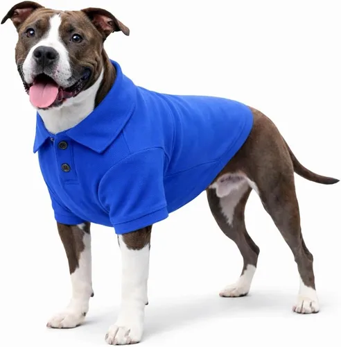 Miniatura 13 de lovelonglong Polo básico para perro, de algodón de primera calidad, para perros grandes, medianos y pequeños, con cuello de dos botones, color Negro