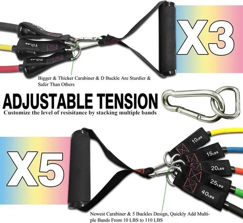 Miniatura 2 de Resistance Bands with Handle Set - for Men and Women, Workout Bands for Strength Exercise, with Handles, Door Anchor & Ankle Straps, for Rehab, Yoga