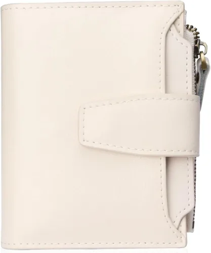 Miniatura 14 de FT FUNTOR Cartera pequeña para mujer, de piel auténtica, plegable, compacta, con bloqueo RFID, bolsillo con cremallera, ranuras para tarjetas
