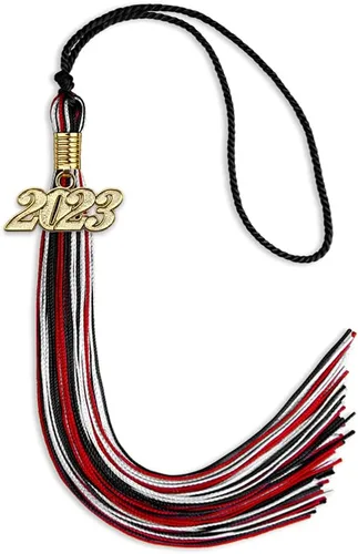 Miniatura 86 de Endea Graduation Borla mixta de triple color con gota de fecha dorada (negro/dorado/blanco, 2021)