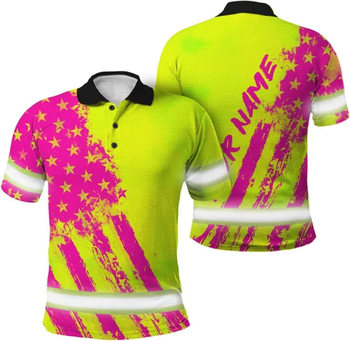 Miniatura 27 de Polo reflectante con bandera de camuflaje de alta visibilidad para hombres y mujeres, polo de seguridad para trabajo, patriótico Polo 03