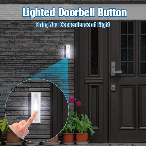 Miniatura 6 de Saillong Botón de Timbre Iluminado de 2 Piezas, Interruptor de Abridor de Puerta de Garaje Montado en la Pared de Navidad con Luz LED Compatible