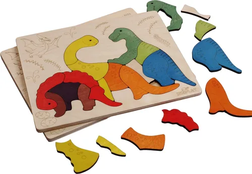 Miniatura 8 de Rompecabezas de madera Jurassic Rompecabezas de 15 piezas Dinosaurios para niños de 3 años en adelante
