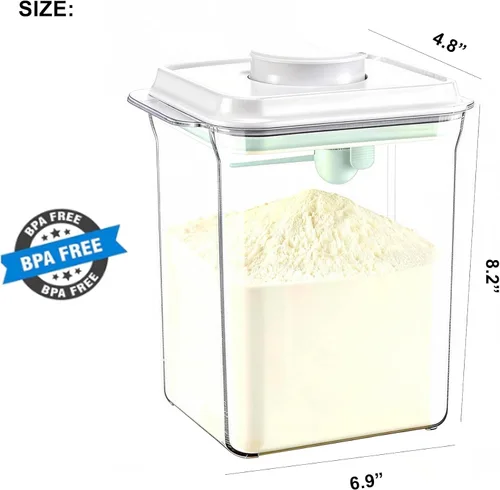 Miniatura 2 de Contenedor de fórmula para bebé dispensador de fórmula con raspador y cuchara, un botón, práctico contenedor de leche en polvo de 35.27 oz sin BPA
