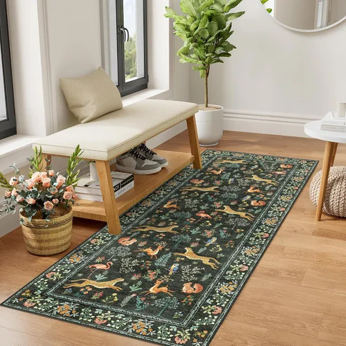 Miniatura 158 de DUKINO Alfombra de área de 6 x 9 pies, alfombra floral para sala de estar, ligera, antideslizante, lavable, alfombra de interior de pelo bajo