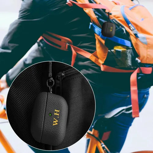Miniatura 5 de Funda de cuero con iniciales personalizadas para Apple Airpods Pro de 2ª generación, funda vegana de lujo con llavero y letras en relieve con nombre