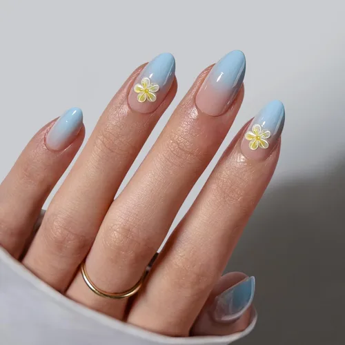 Miniatura 35 de BTArtbox Uñas cortas a presión, color negro, francés, almendra, con pegamento y pestañas adhesivas para mujeres en 16 tamaños, kit de 32 uñas de gel