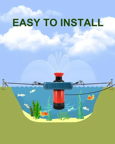 Miniatura 5 de Aireador de fuente de estanque 1HP, 750 W, 15000 GPH, 110 V-120 V, bomba de fuente de agua flotante con cable de alimentación de 100 pies, color Rojo