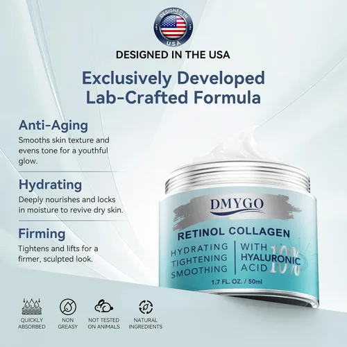 Miniatura 5 de Crema facial instantánea con retinol, colágeno y ácido hialurónico, crema de cuello para tensar y reafirmar – Hidratante facial antienvejecimiento