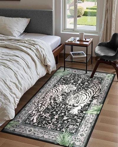 Miniatura 7 de Moynesa Alfombras Lavables de Tigre, Alfombras de Área de Entrada de 3x5, Alfombra Suave Vintage Antideslizante para Sala de Estar, Tapete