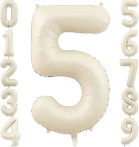 Miniatura 20 de Globos con el número 2, 2 globos, 2 globos de número 40 pulgadas, color blanco arena, grandes globos de aluminio para 2 fiestas de cumpleaños, Arena