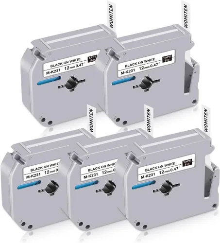 M-K231 PTouch M Cinta de 0.472 in 0.47 de repuesto para rotuladora Brother, M-K231s MK231 M231 Cinta de etiquetas para P Touch PT-M95 PT-90 PT-80