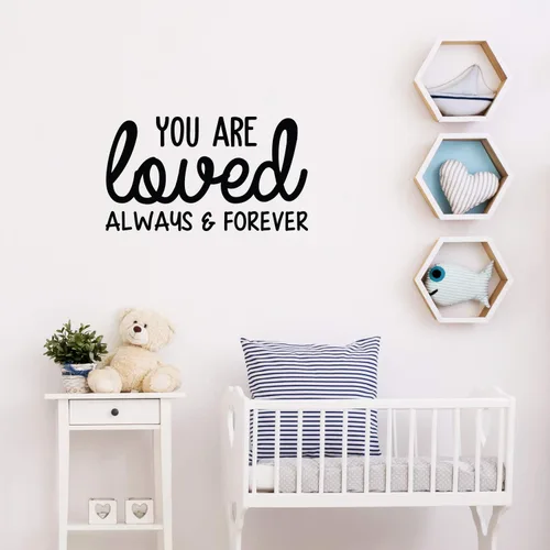 Calcomanía de vinilo para pared, con texto en inglés «You are Loved Always & Forever», 14 x 25 pulgadas, moderna y bonita calcomanía con cita de