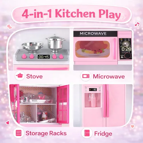 Miniatura 3 de Juego de cocina de muñeca para niños, mi casa de muñecas de cocina moderna Mini con accesorios de juguete de simulación para juego de roles
