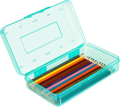 Miniatura 9 de Caja de lápices de plástico de colores, estuche de lápices de gran capacidad, cajas de lápices para niños y adultos, caja de almacenamiento de Rosa