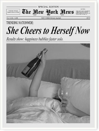 Miniatura 18 de Póster de periódico Champagne and Headlines, impresión retro para decoración de carrito de bar, dormitorio universitario feminista, arte de pared