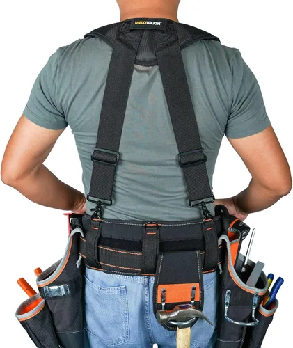 Miniatura 8 de MELOTOUGH Tirantes Magnéticos para Cinturón de Herramientas con Pulsera Magnética de Muñeca para Cinturón de Trabajo Tirantes Acolchados de Negro
