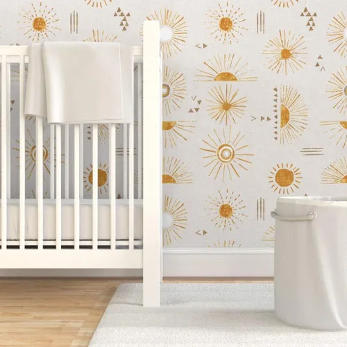 Miniatura 6 de Spoonflower Papel tapiz autoadhesivo para despegar y pegar, color crema de sol, cielo amarillo, bohemio, sol, papel tapiz extraíble personalizado