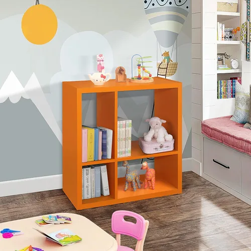 Miniatura 10 de Kings Brand Furniture - Katelyn - Estantería abierta de 4 cubos, organizador de almacenamiento de juguetes para niños (verde)