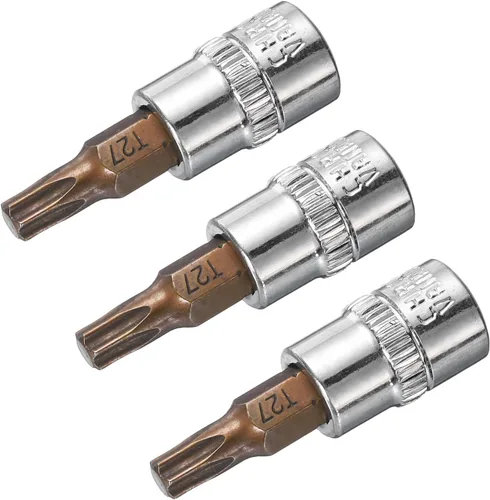 Miniatura 9 de uxcell 3 piezas de 1/4 pulgadas de unidad x T20 Torx zócalo, brocas de acero S2 CR-V sockets 1.496 in longitud uso con llave de trinquete, barra
