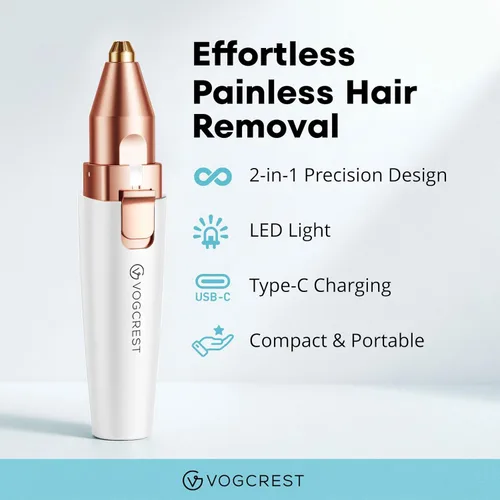 Miniatura 2 de Removedor recargable de cejas y vello facial para mujeres, maquinilla de afeitar 2 en 1 con luz LED integrada para depilación sin dolor Blanco