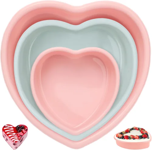 Miniatura 9 de Molde de silicona para pastel de 3 piezas, 5, 8, 10 pulgadas, molde antiadherente para pastel de queso, molde reutilizable de silicona de grado rojo