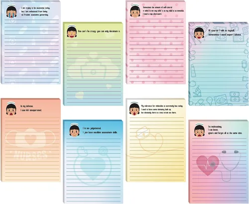 Miniatura 11 de Chinco 8 Piezas Blocs de Notas Divertidos para Enfermeras Notas Adhesivas para Enfermeras Autoadhesivas Blocs de Notas Sarcásticos Suministros