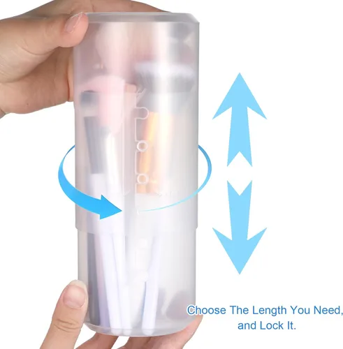Miniatura 5 de Porta brochas de maquillaje retráctiles de plástico transparente portátil, organizador de cosméticos de viaje, accesorios de maquillaje, tazas