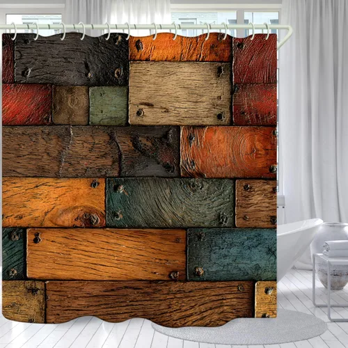 Miniatura 39 de Juego de cortinas de ducha de lámina dorada de ágata amatista (con 12 ganchos blancos en C), cortina de baño de tela de geoda impermeable