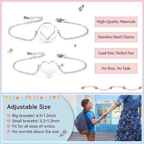 Miniatura 3 de SUNSH Regalos de regreso a clases, pulsera para mamá e hija, hijo, juego de pulseras a juego para el primer día de escuela, regalos para niñas