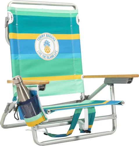 Miniatura 11 de Tommy Bahama - Silla de playa plegable con 5 posiciones, diseño clásico y plano con mochila, enfriador y portavasos, silla de playa portátil