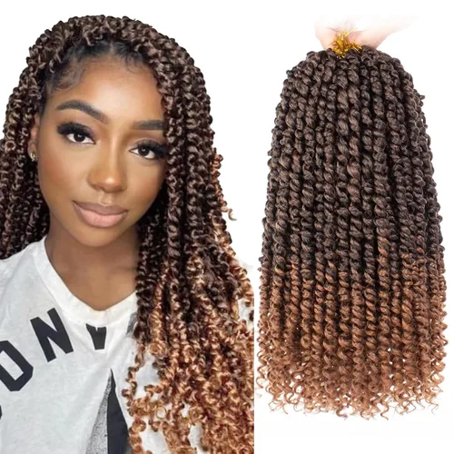 Miniatura 29 de Leeven Paquete de 8 paquetes de cabello de ganchillo pret wisted Passion Twist de 10 pulgadas, color negro natural, extensiones de cabello corto