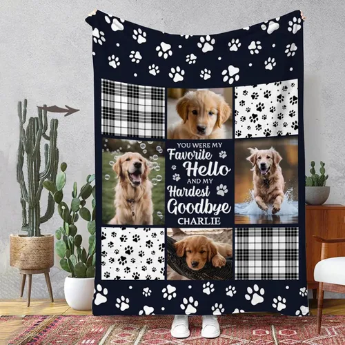 Miniatura 3 de Manta conmemorativa personalizada para perros, mantas personalizadas con fotos de mascotas, regalos conmemorativos para perros por la pérdida