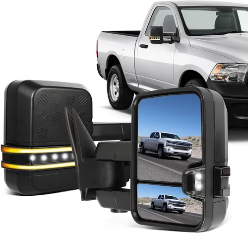 Miniatura 46 de ECCPP Juego de espejos de remolque, reemplazo en pareja, compatible con Chevy Silverado 1500 2500 HD 3500 Suburban 1500 2500 Tahoe para GMC Sierra