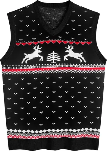 Miniatura 21 de Amussiar Suéter casual para hombre, chaleco con cuello en V, ajustado, sin mangas, suéter de punto
