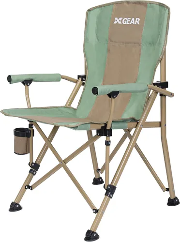 Miniatura 9 de XGEAR Silla de camping con brazo duro y respaldo alto, resistente con soporte para tazas, para campamento, pesca, senderismo, al aire libre, bolsa