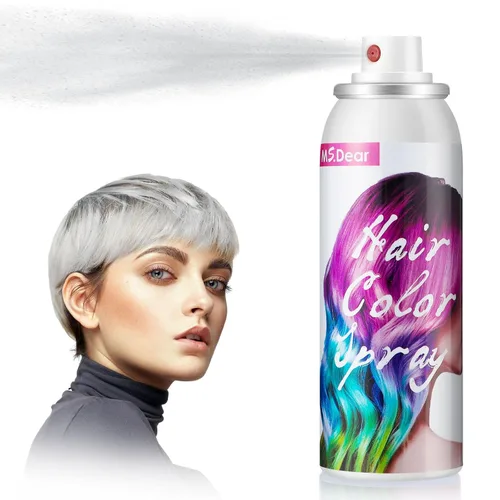 Spray de color blanco para cabello blanco de un solo uso para el día del cabello loco, fiesta de Navidad, temporal, lavable, tinte para el cabello