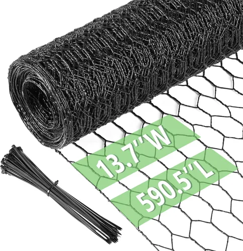 Miniatura 27 de Alambre de pollo de 13.7 pulgadas x 393.7 pulgadas, malla galvanizada hexagonal para jardín, valla de jardín para mascotas, conejos, pollos con 100