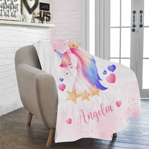 Miniatura 80 de Artsadd Manta de bebé personalizada para niños y niñas con nombre, manta personalizada con nombre de bebé con patrón de unicornio, manta