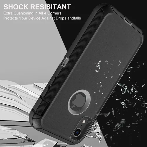 Miniatura 5 de YKHJKLEC Funda para iPhone XR, Grado Militar 3 en 1 Resistente/A Prueba de Golpes/A Prueba de Caídas/A Prueba de Polvo con 2 Piezas de Protectores