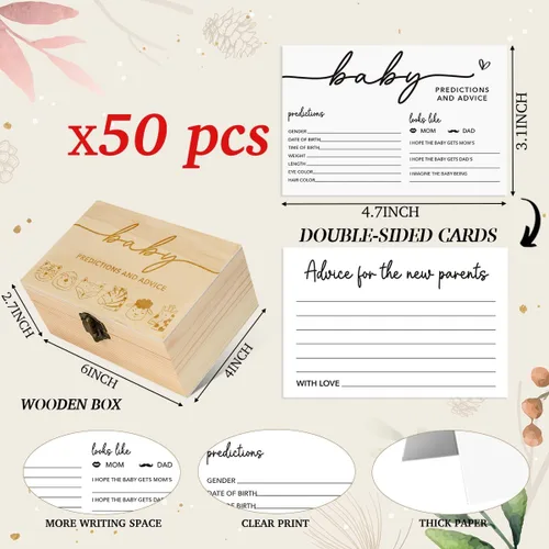 Miniatura 2 de Caja de tarjetas de consejos y predicciones, 50 tarjetas de predicciones para bebés para nuevos padres, decoraciones de baby shower, consejos