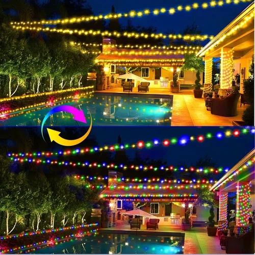 Miniatura 7 de KNONEW 720 luces LED de Navidad de 337 pies para exteriores, luces de cadena de alambre transparente que cambian de color con 11 modos