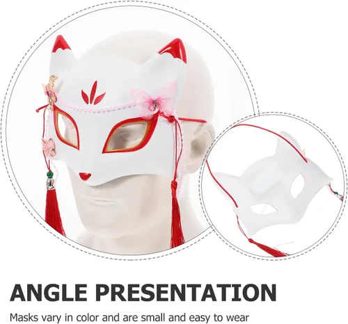 Miniatura 3 de SEWACC Máscaras tradicionales japonesas, máscara de zorro de anime japonés, zorro, cosplay, Kabuki, media cara para Halloween, fiesta de máscaras