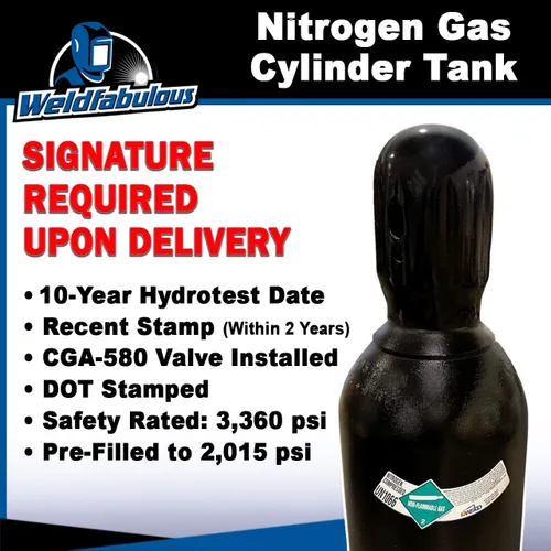 Miniatura 2 de Weldfabulous Tanque de cilindro de gas nitrógeno de 125 cu/ft - COMPLETO