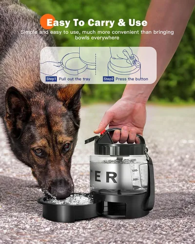 Miniatura 3 de Botella de agua para perros, tazón de viaje grande de 56 onzas para perros, dispensador de cuencos de agua portátiles para camping, artículos