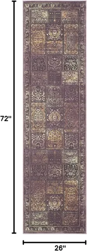 Miniatura 2 de SAFAVIEH Vintage Collection - Alfombra de pasillo de 2 pies 2 pulgadas x 6 pies, morado y fucsia, viscosa, diseño oriental envejecido