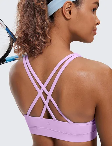 Miniatura 3 de CRZ YOGA - Top deportivo con tirantes delgados para mujer, brasier deportivo acolchado para yoga, entrenamiento y fitness, con espalda cruzada