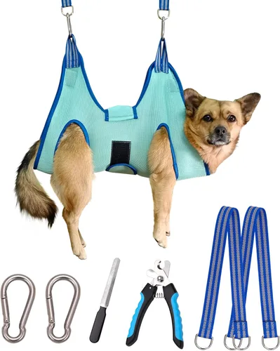 Miniatura 14 de Kkiimatt Hamaca de aseo para perros, soporte de arnés colgante para perro mediano para cortar uñas, hamaca de corte de uñas, bolsa de sujeción